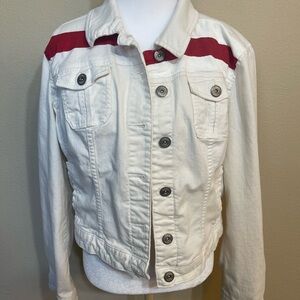 Elle Denim Jacket Womens Large Long Sleeve Collared